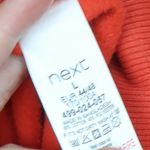 Next Men’s Orange Pullover Hoodie L Regular Fit Fleece