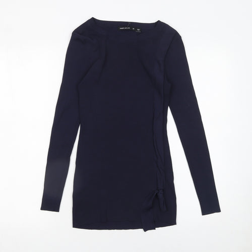 Karen Millen Women's Blue XS Slim Fit Knit Jumper with Bow Detail