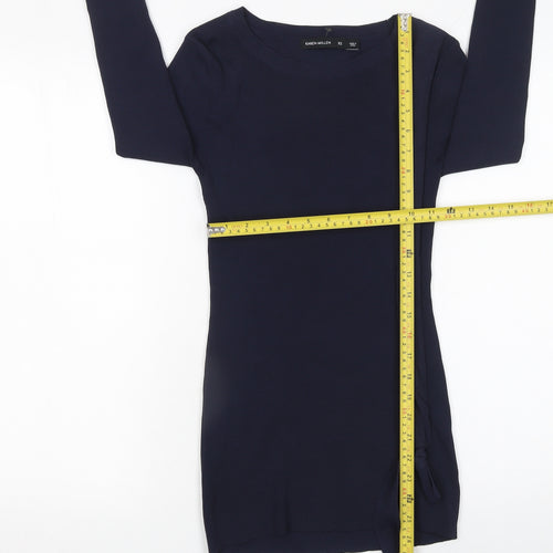 Karen Millen Women's Blue XS Slim Fit Knit Jumper with Bow Detail