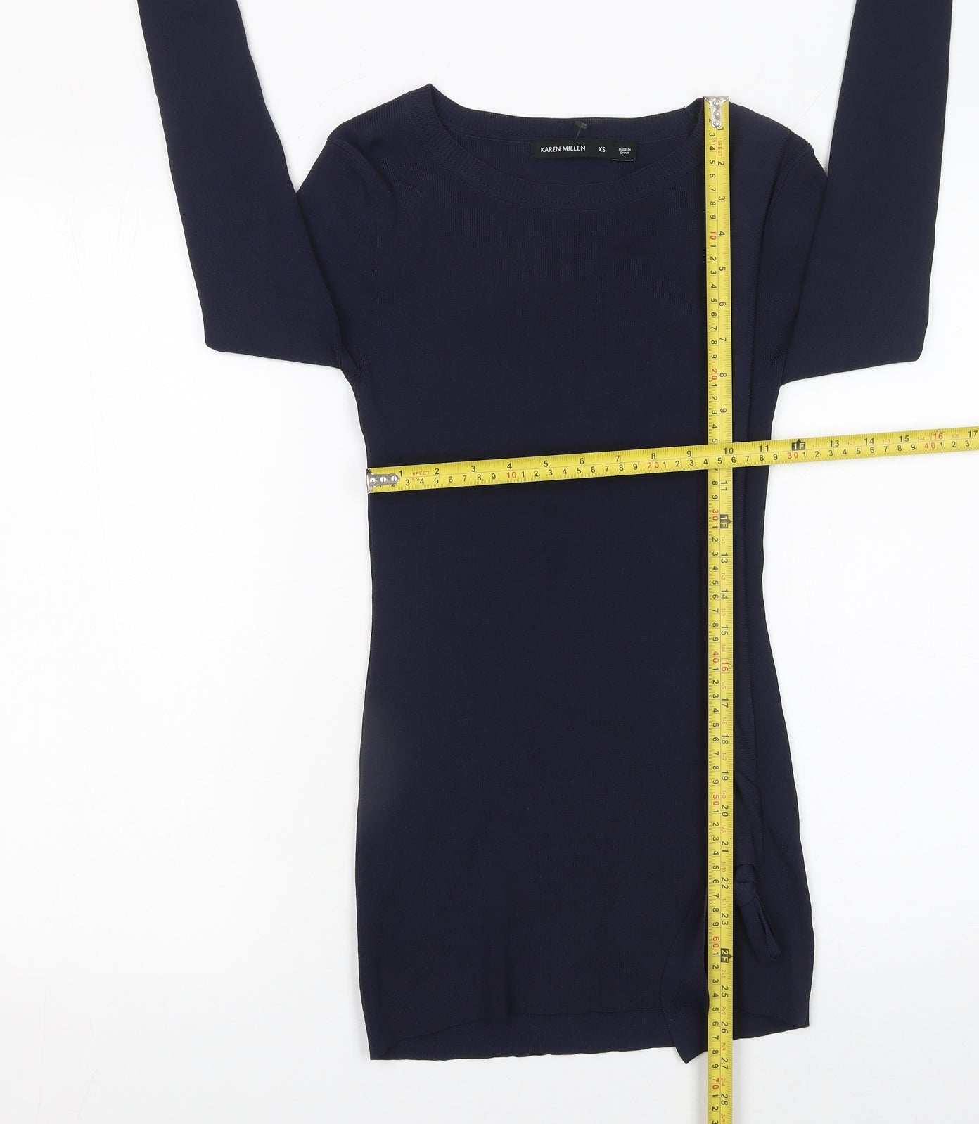 Karen Millen Women's Blue XS Slim Fit Knit Jumper with Bow Detail