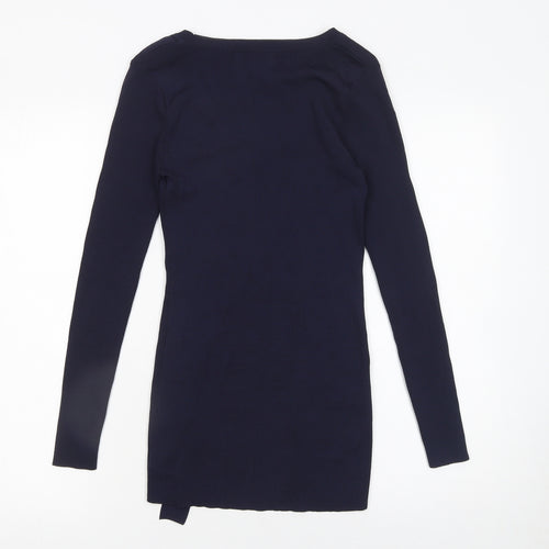 Karen Millen Women's Blue XS Slim Fit Knit Jumper with Bow Detail