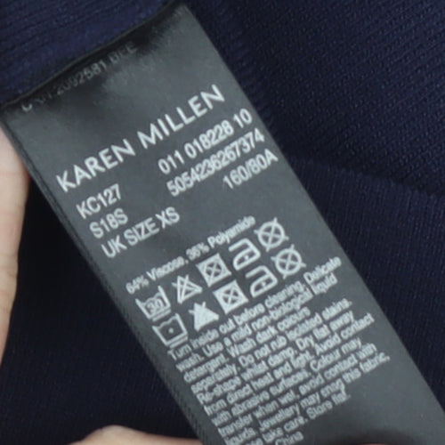 Karen Millen Women's Blue XS Slim Fit Knit Jumper with Bow Detail