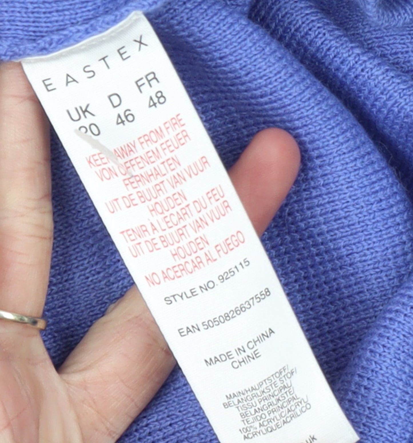 Eastex Women's Purple Long Sleeve Open Knit Cardigan Size 20