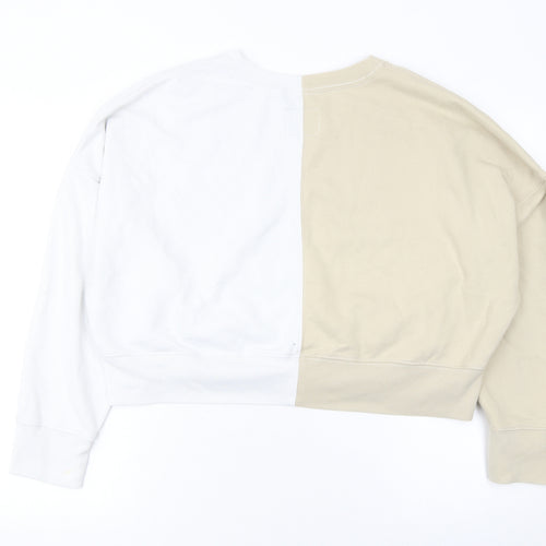 Abercrombie & Fitch Women Beige White Colourblock Sweatshirt L Soft A&F Collection