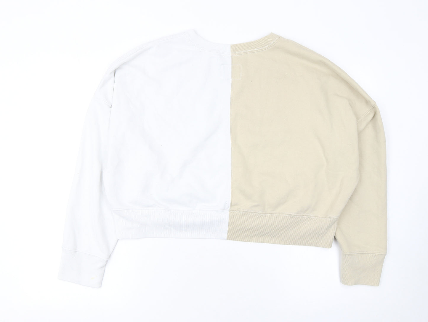 Abercrombie & Fitch Women Beige White Colourblock Sweatshirt L Soft A&F Collection