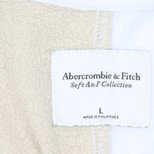 Abercrombie & Fitch Women Beige White Colourblock Sweatshirt L Soft A&F Collection