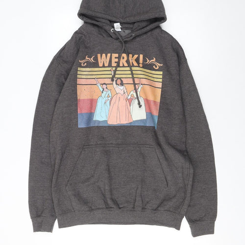 Just Hoods AWDis Womens Charcoal Graphic Pullover Hoodie Size L