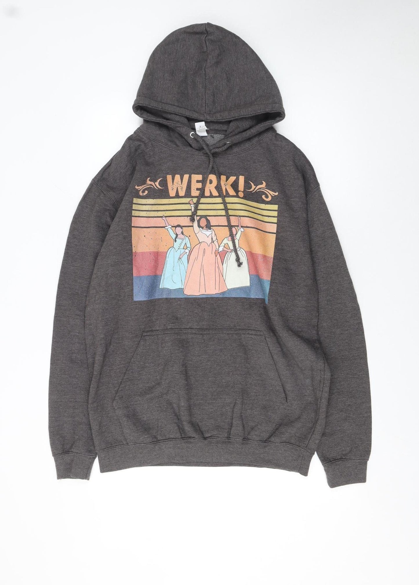 Just Hoods AWDis Womens Charcoal Graphic Pullover Hoodie Size L