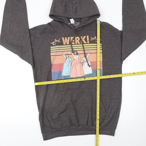 Just Hoods AWDis Womens Charcoal Graphic Pullover Hoodie Size L