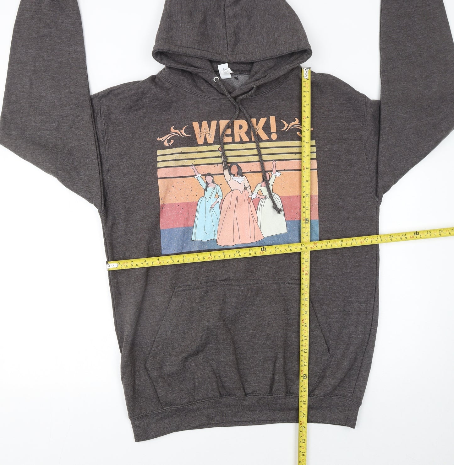 Just Hoods AWDis Womens Charcoal Graphic Pullover Hoodie Size L