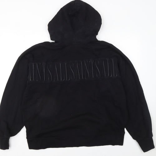 AllSaints Men's Black Pullover Hoodie Medium Logo Designer Cotton