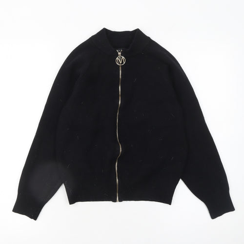 Mohito Women's Black High Neck Full Zip Knit Jumper Size S