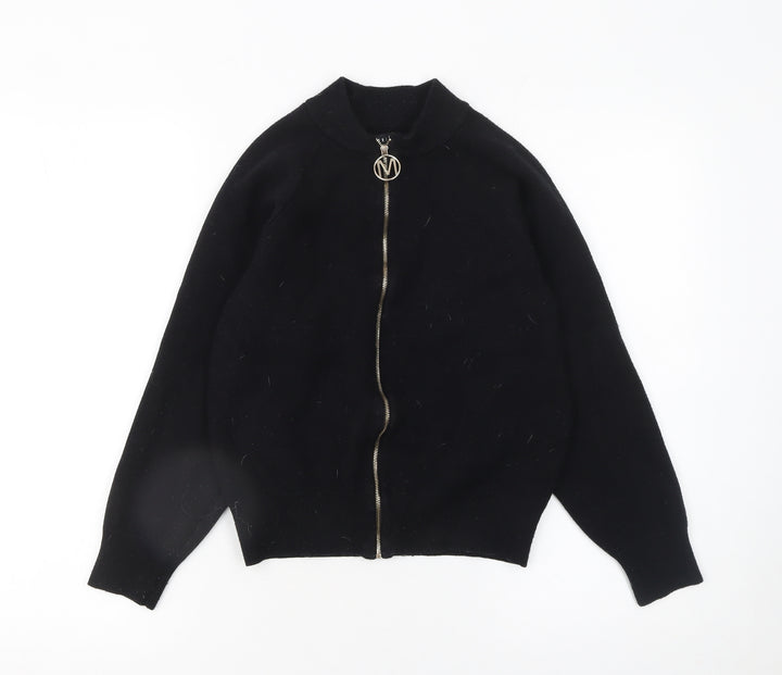 Mohito Women's Black High Neck Full Zip Knit Jumper Size S