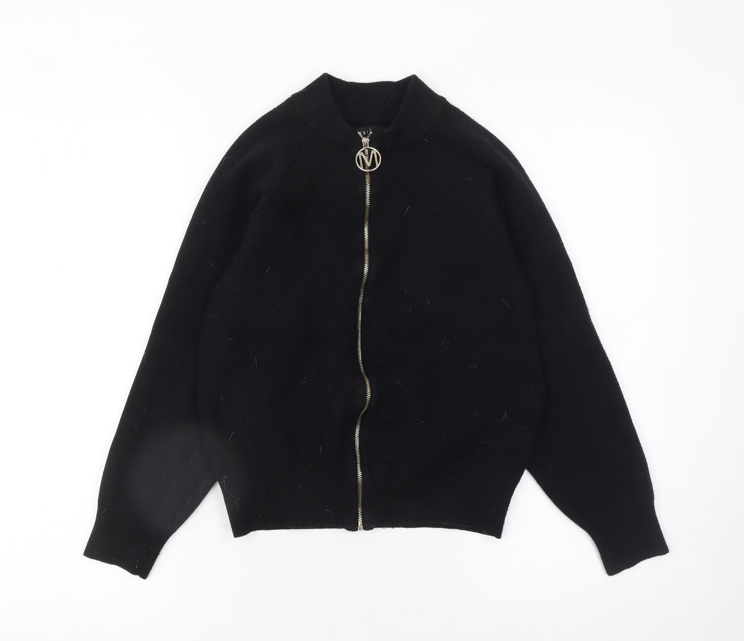 Mohito Women's Black High Neck Full Zip Knit Jumper Size S
