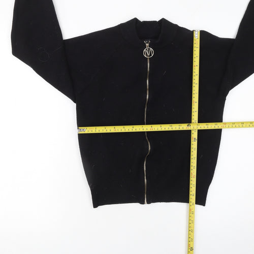 Mohito Women's Black High Neck Full Zip Knit Jumper Size S