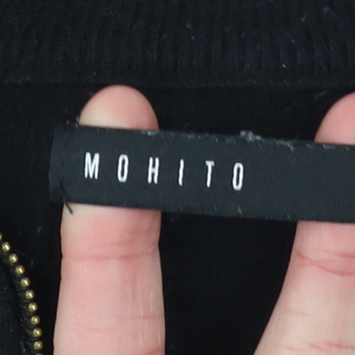 Mohito Women's Black High Neck Full Zip Knit Jumper Size S