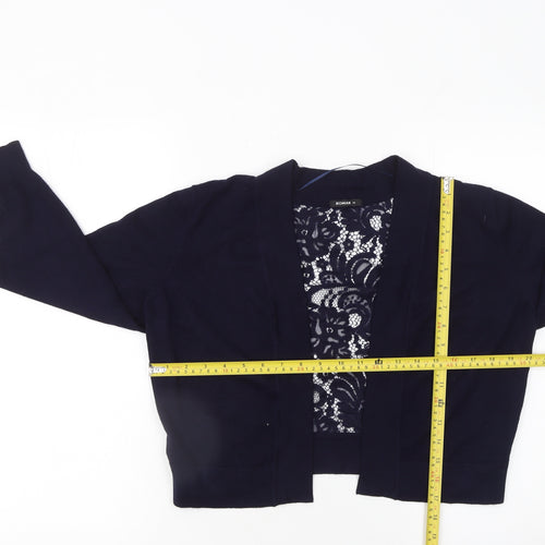 Roman Women’s Navy Blue Lace Back Open Front Long Sleeve Cardigan Size 14