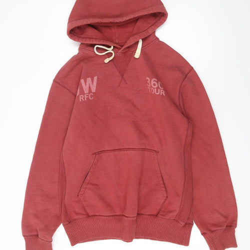 Jack Wills Men's Red Pullover Hoodie M Rugby Graphic Fleece Sweatshirt