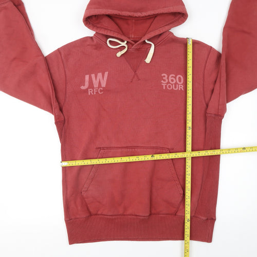 Jack Wills Men's Red Pullover Hoodie M Rugby Graphic Fleece Sweatshirt