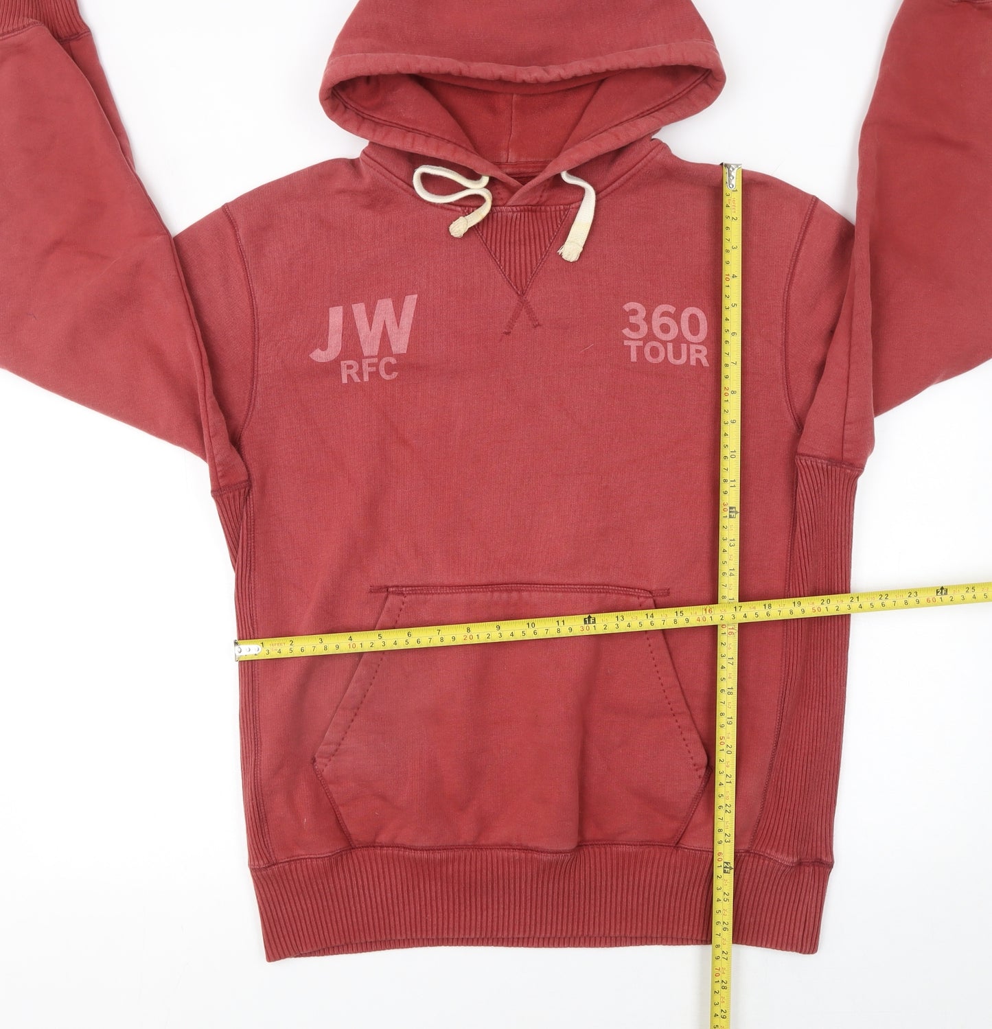 Jack Wills Men's Red Pullover Hoodie M Rugby Graphic Fleece Sweatshirt