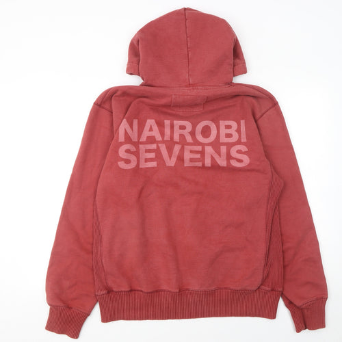 Jack Wills Men's Red Pullover Hoodie M Rugby Graphic Fleece Sweatshirt