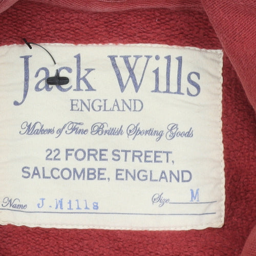Jack Wills Men's Red Pullover Hoodie M Rugby Graphic Fleece Sweatshirt