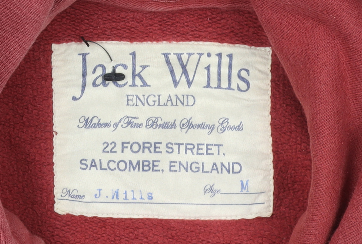 Jack Wills Men's Red Pullover Hoodie M Rugby Graphic Fleece Sweatshirt