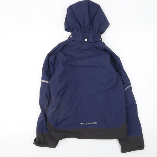 Helly Hansen Boys Blue Waterproof Rain Coat Jacket 12 Years Hooded Outdoor