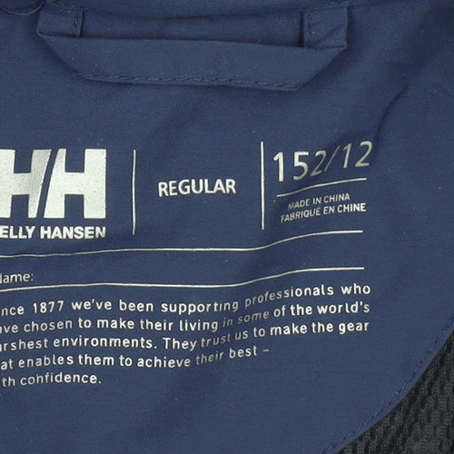 Helly Hansen Boys Blue Waterproof Rain Coat Jacket 12 Years Hooded Outdoor