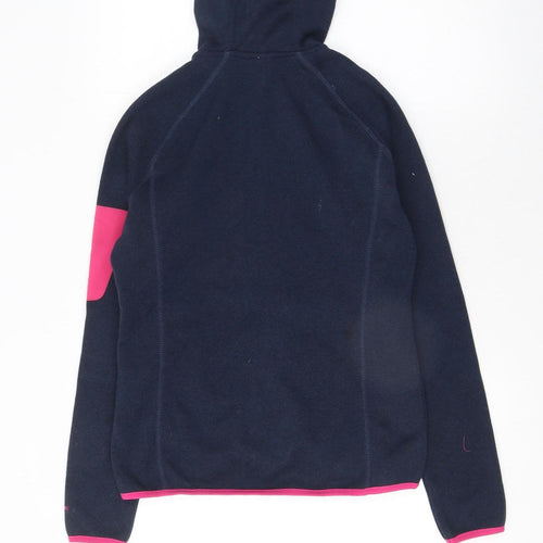 Trespass Womens Navy Pink Full Zip Hooded Fleece Jacket Size UK10