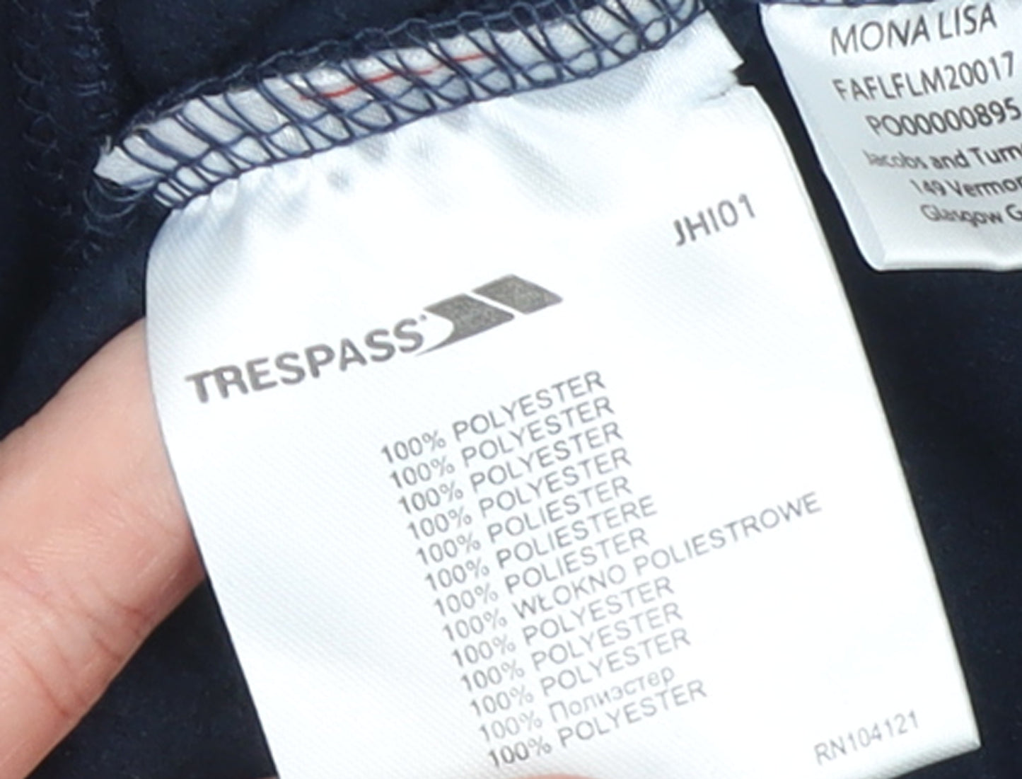 Trespass Womens Navy Pink Full Zip Hooded Fleece Jacket Size UK10
