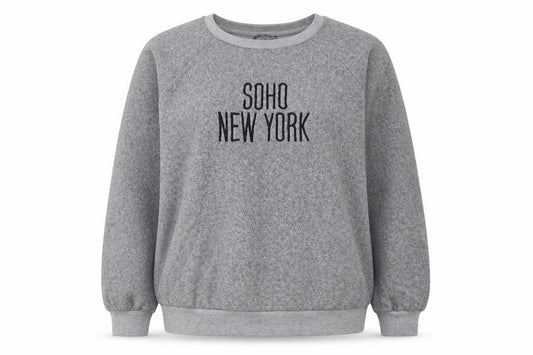 Front view of Dorothy Perkins Women’s Grey Pullover Sweatshirt UK 16 SOHO NEW YORK