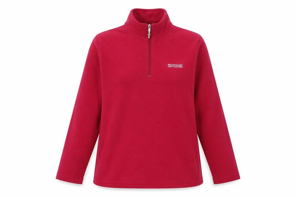 Front view of Regatta Women’s Red Fleece 1/4 Zip Pullover Sweatshirt UK 14