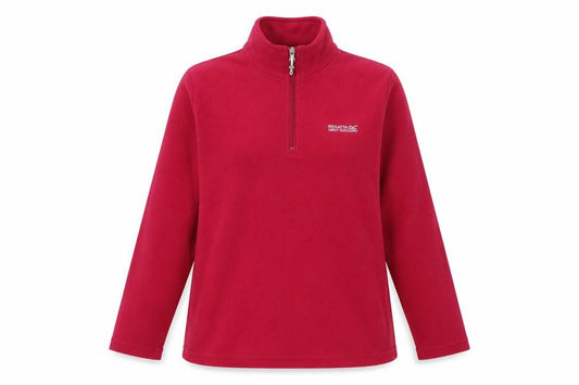 Front view of Regatta Women’s Red Fleece 1/4 Zip Pullover Sweatshirt UK 14
