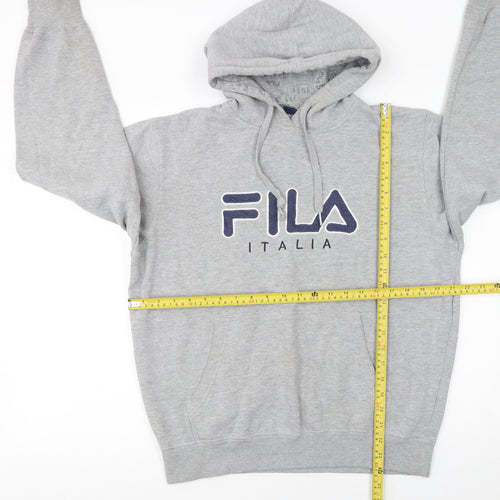 Fila Mens Grey Pullover Hoodie M Logo Fleece Sportswear