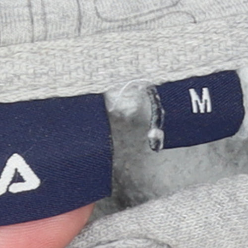 Fila Mens Grey Pullover Hoodie M Logo Fleece Sportswear