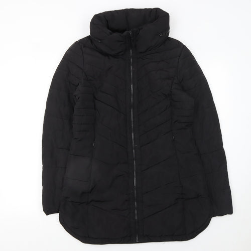 Next Womens Black Size 10 Puffer Jacket Mid Length Quilted Coat