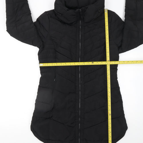 Next Womens Black Size 10 Puffer Jacket Mid Length Quilted Coat