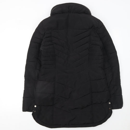 Next Womens Black Size 10 Puffer Jacket Mid Length Quilted Coat