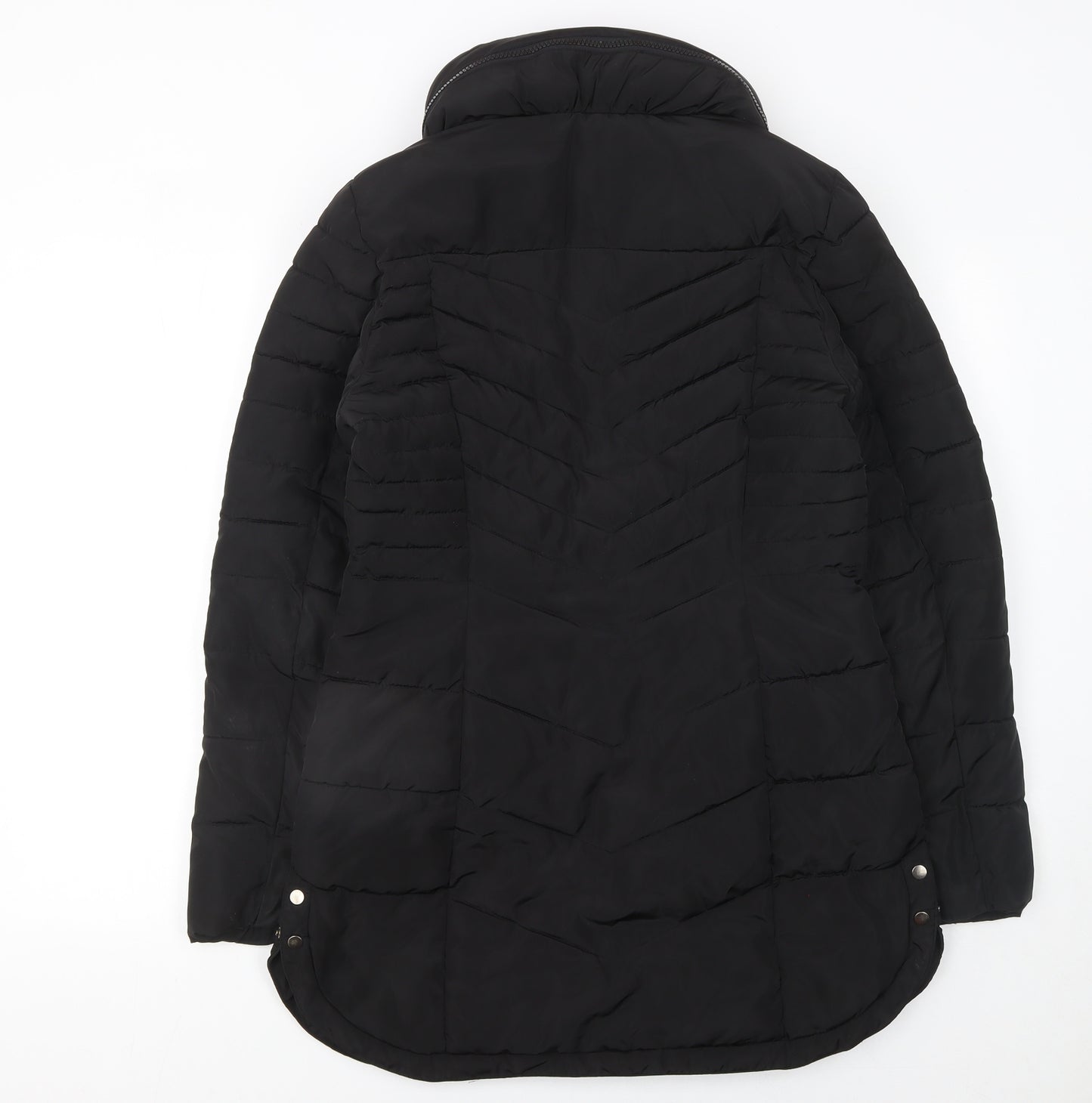 Next Womens Black Size 10 Puffer Jacket Mid Length Quilted Coat