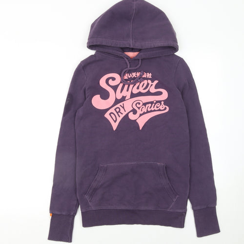 Superdry Women's Purple Pullover Hoodie XS Cotton Blend Graphic