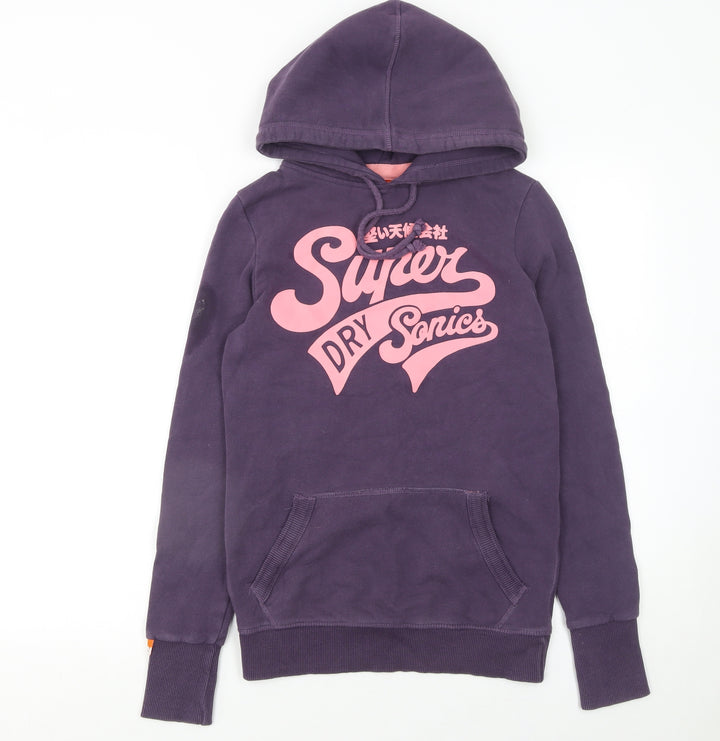 Superdry Women's Purple Pullover Hoodie XS Cotton Blend Graphic