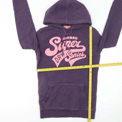 Superdry Women's Purple Pullover Hoodie XS Cotton Blend Graphic