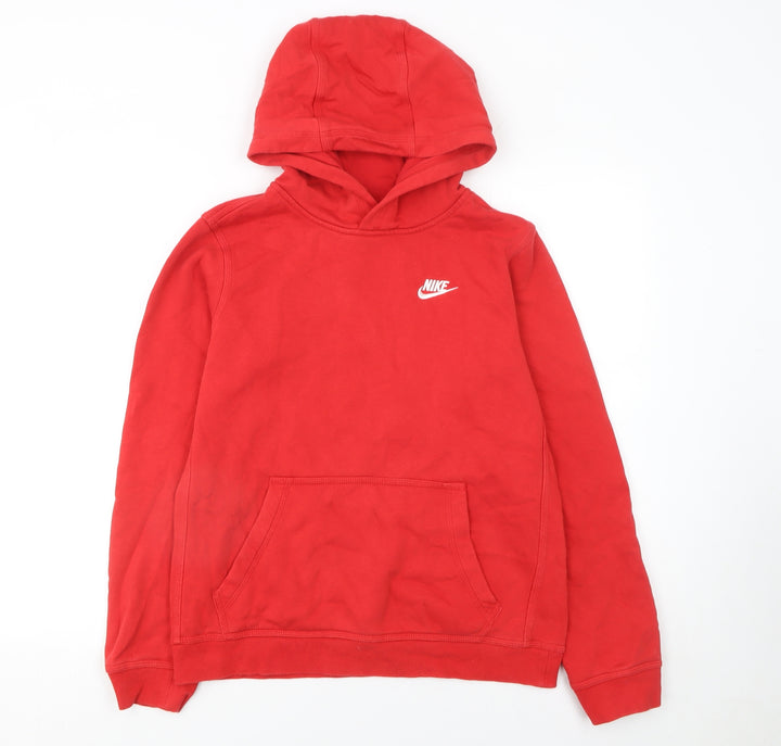 Nike Boys Red Pullover Fleece Hoodie XL 158–170cm Logo Sportswear