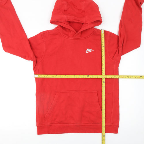 Nike Boys Red Pullover Fleece Hoodie XL 158–170cm Logo Sportswear