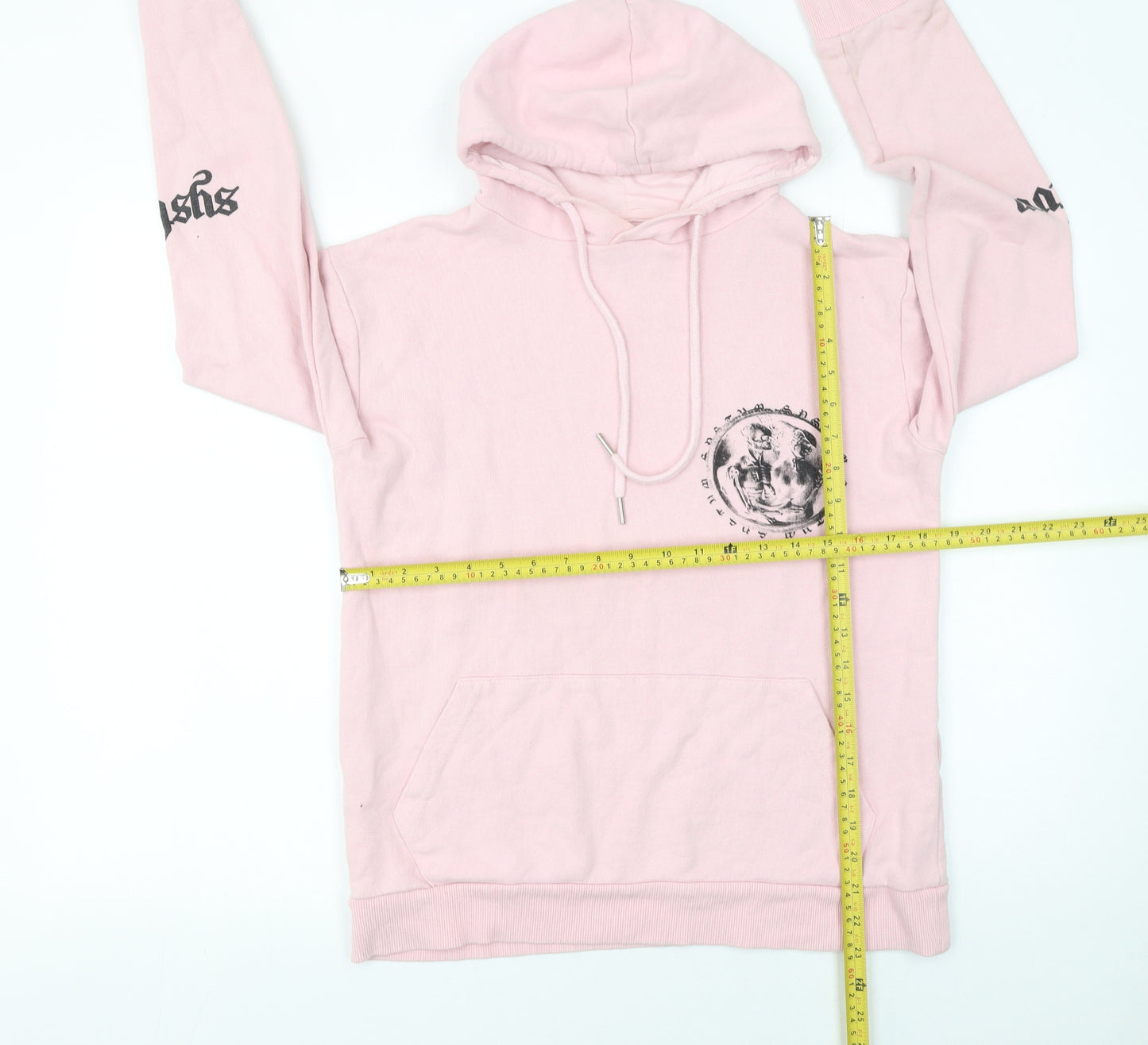 SYSTVM Womens Pink Graphic Pullover Hoodie Size S Cotton Blend