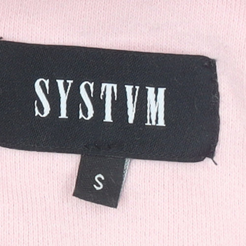 SYSTVM Womens Pink Graphic Pullover Hoodie Size S Cotton Blend
