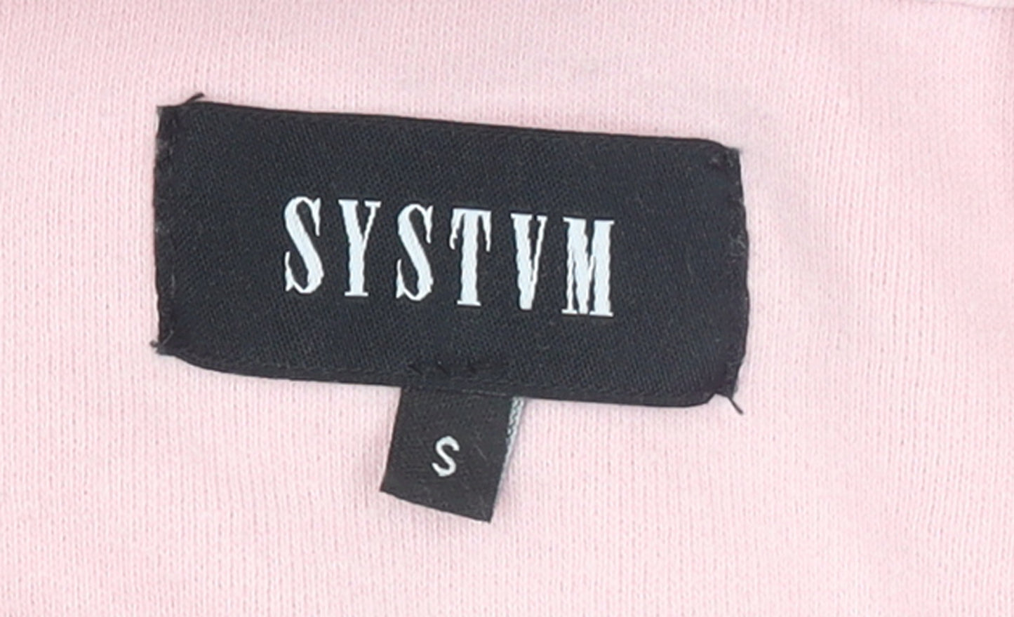 SYSTVM Womens Pink Graphic Pullover Hoodie Size S Cotton Blend