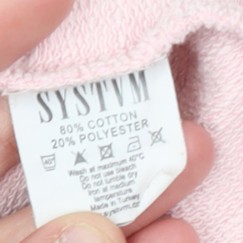 SYSTVM Womens Pink Graphic Pullover Hoodie Size S Cotton Blend