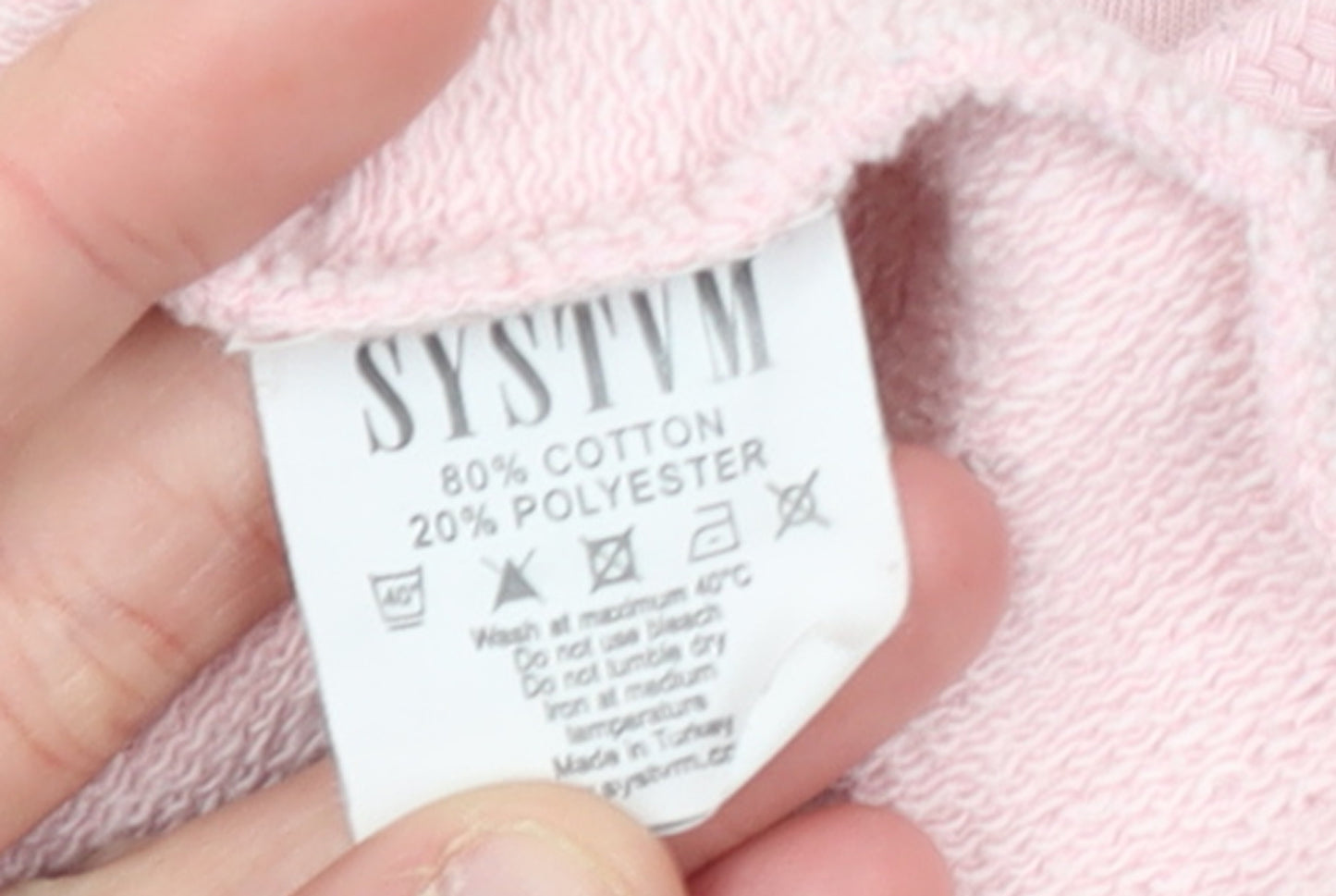 SYSTVM Womens Pink Graphic Pullover Hoodie Size S Cotton Blend